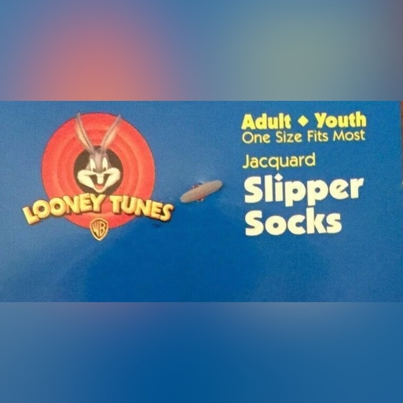 Vintage 1998 Looney Tunes Bugs Bunny Ice Skating Gripper Slipper Socks! - Picture 7 of 7